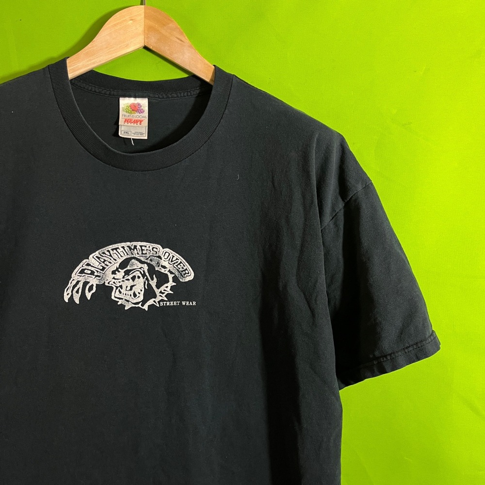 Vintage 90s Y2K Playtimes Over Street Wear Smoke or Get Smoked Black Shirt‎ 2XL